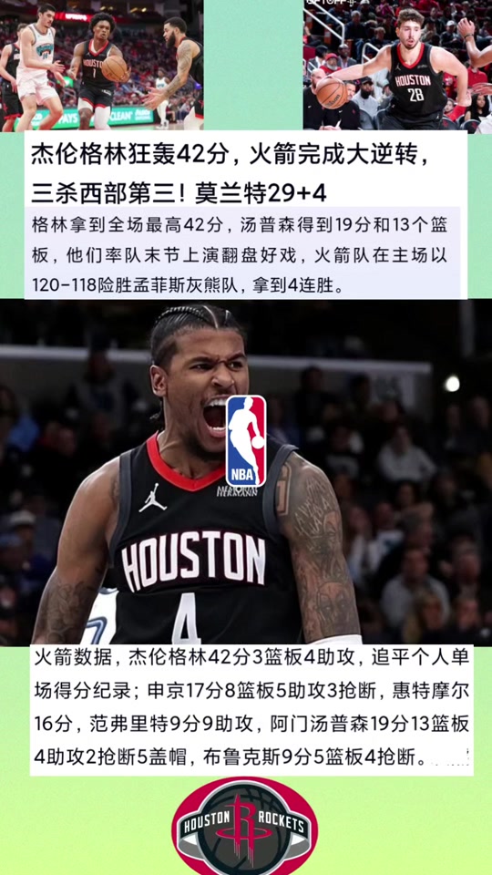 火箭遭遇灰熊逆转，惨遭失败！